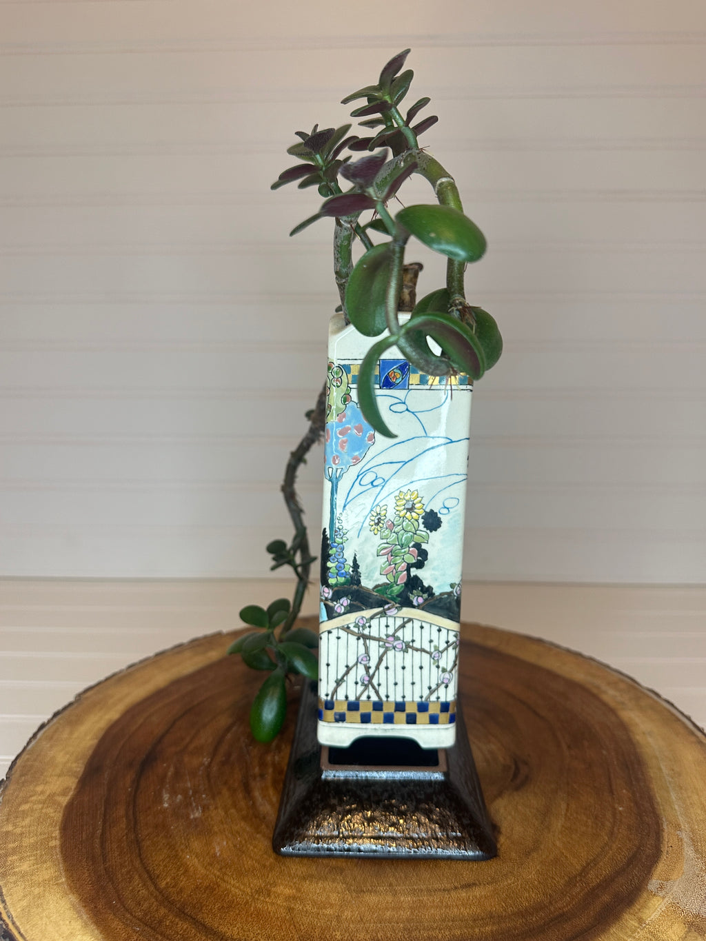 Crazy Legs Jade Bonsai in Art Nouveau Vintage Ceramic