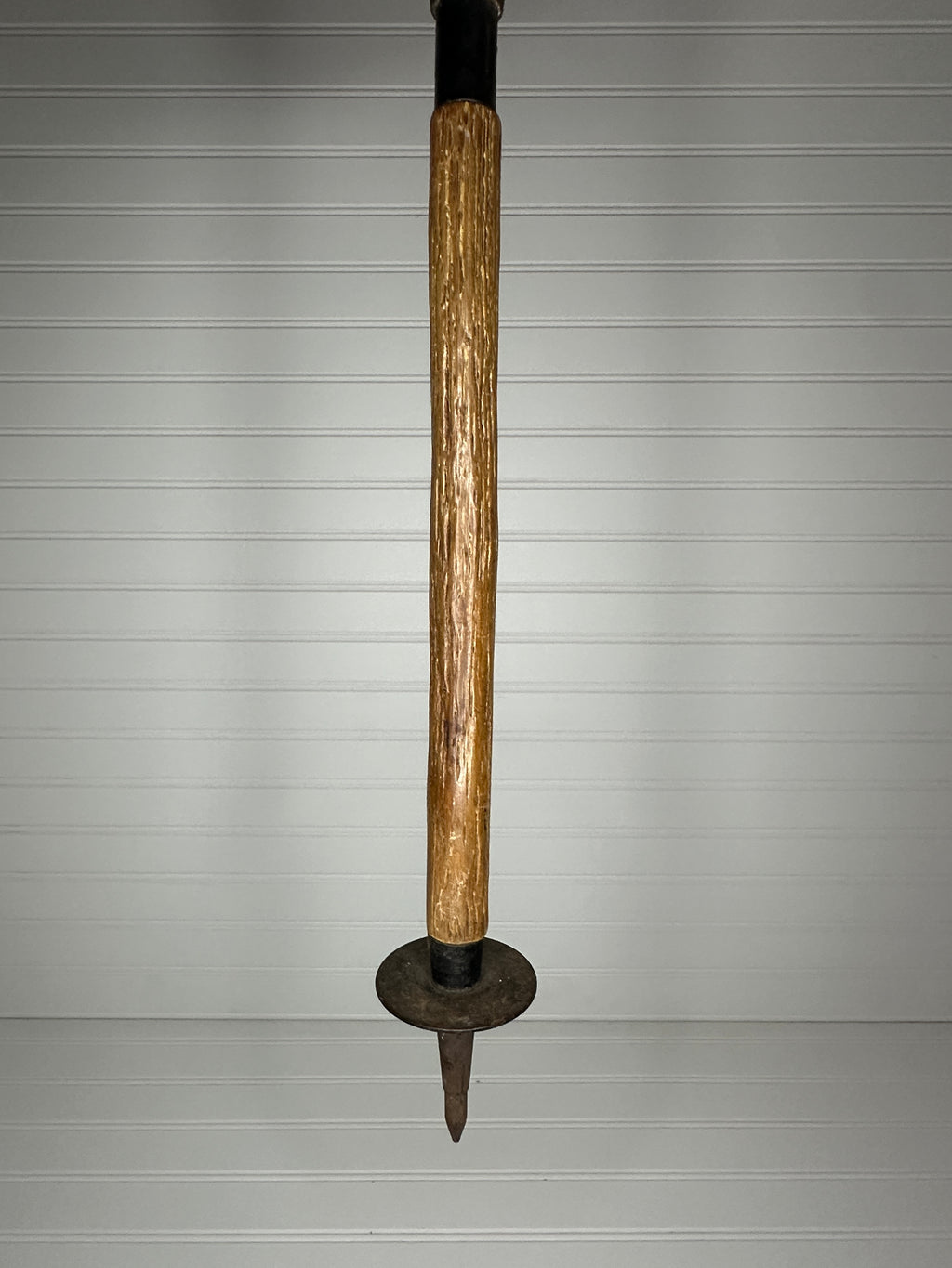 Antique Grundig, Stahl Rohr Sitzstock Walking Cane/ Shooting Stick with Leather Seat