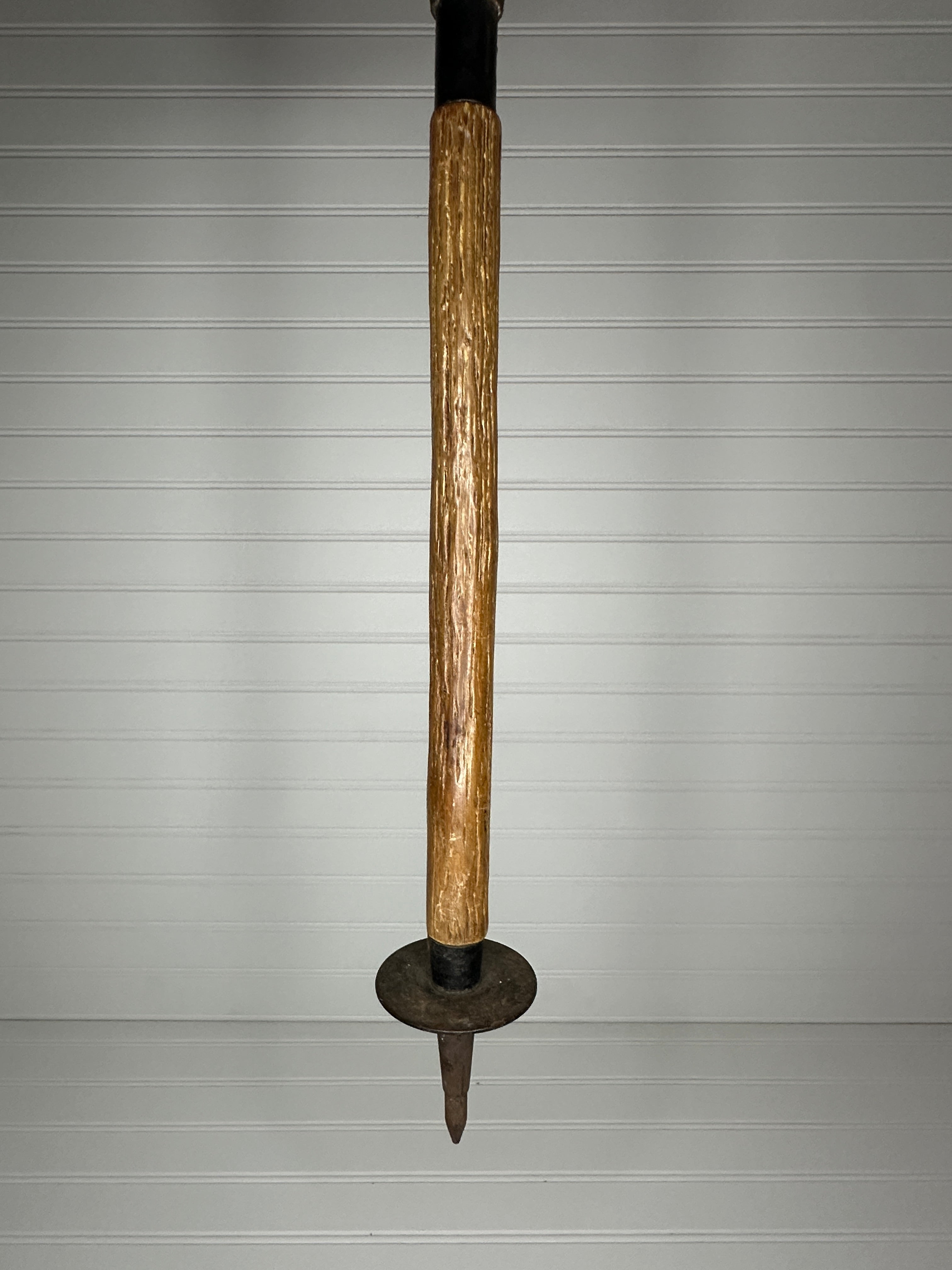 Antique Grundig, Stahl Rohr Sitzstock Walking Cane/ Shooting Stick with Leather Seat