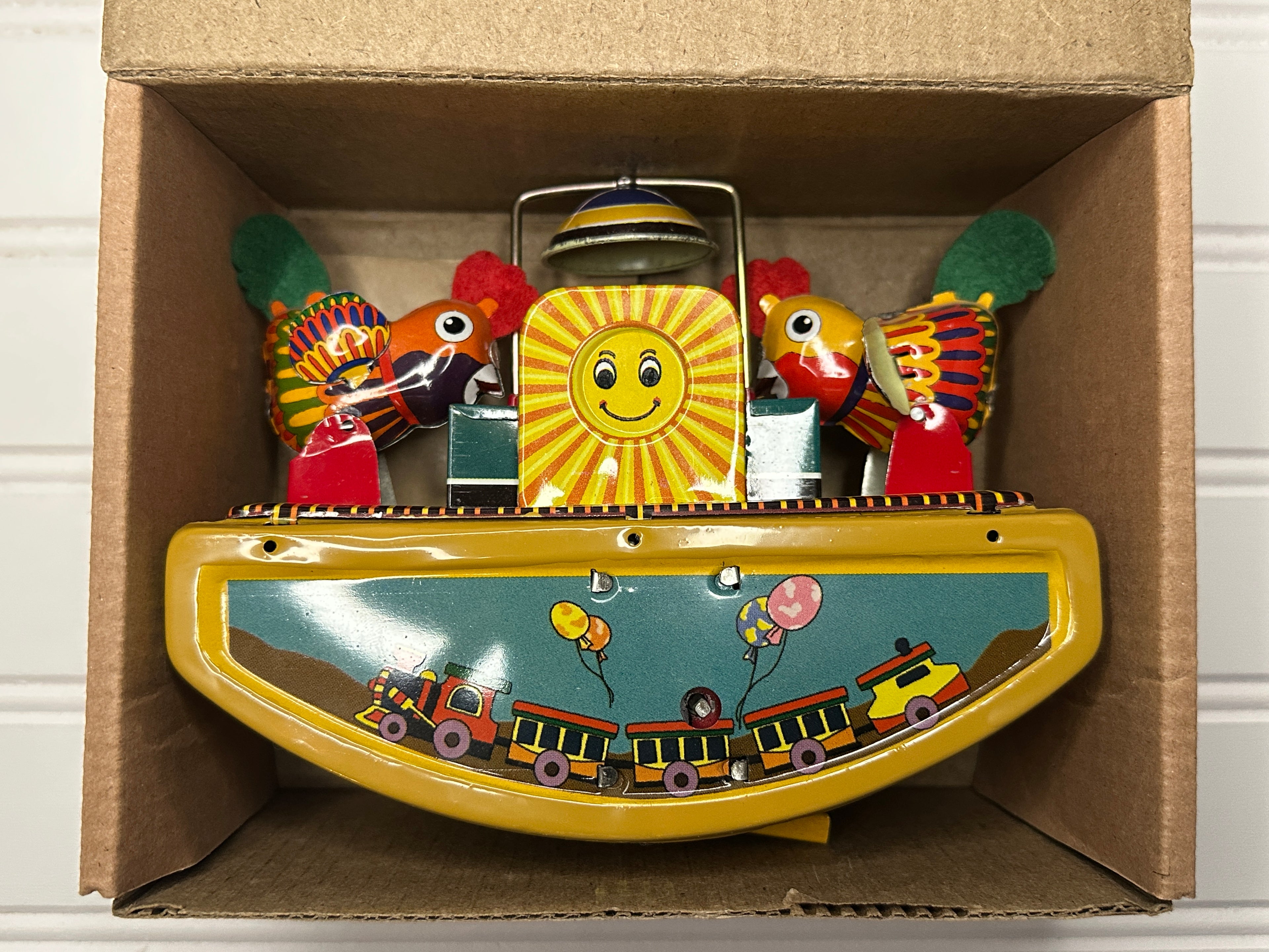 Pecking Chicken on See Saw Vintage Tin Toy