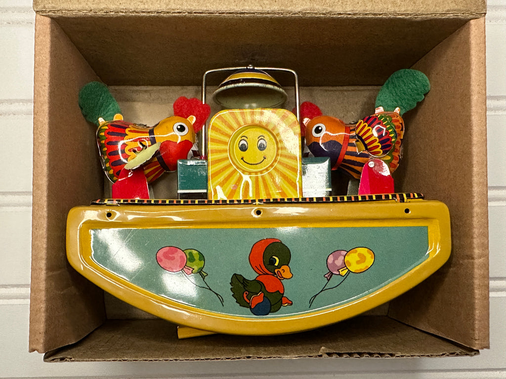 Pecking Chicken on See Saw Vintage Tin Toy