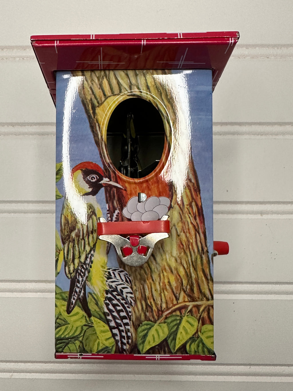 RARE Woodpecker Bank Vintage Tin Toy