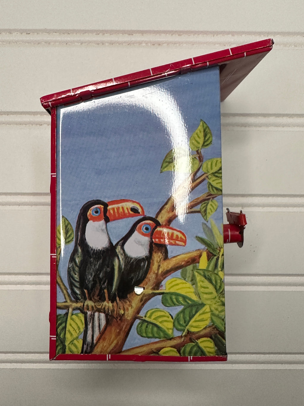 RARE Woodpecker Bank Vintage Tin Toy