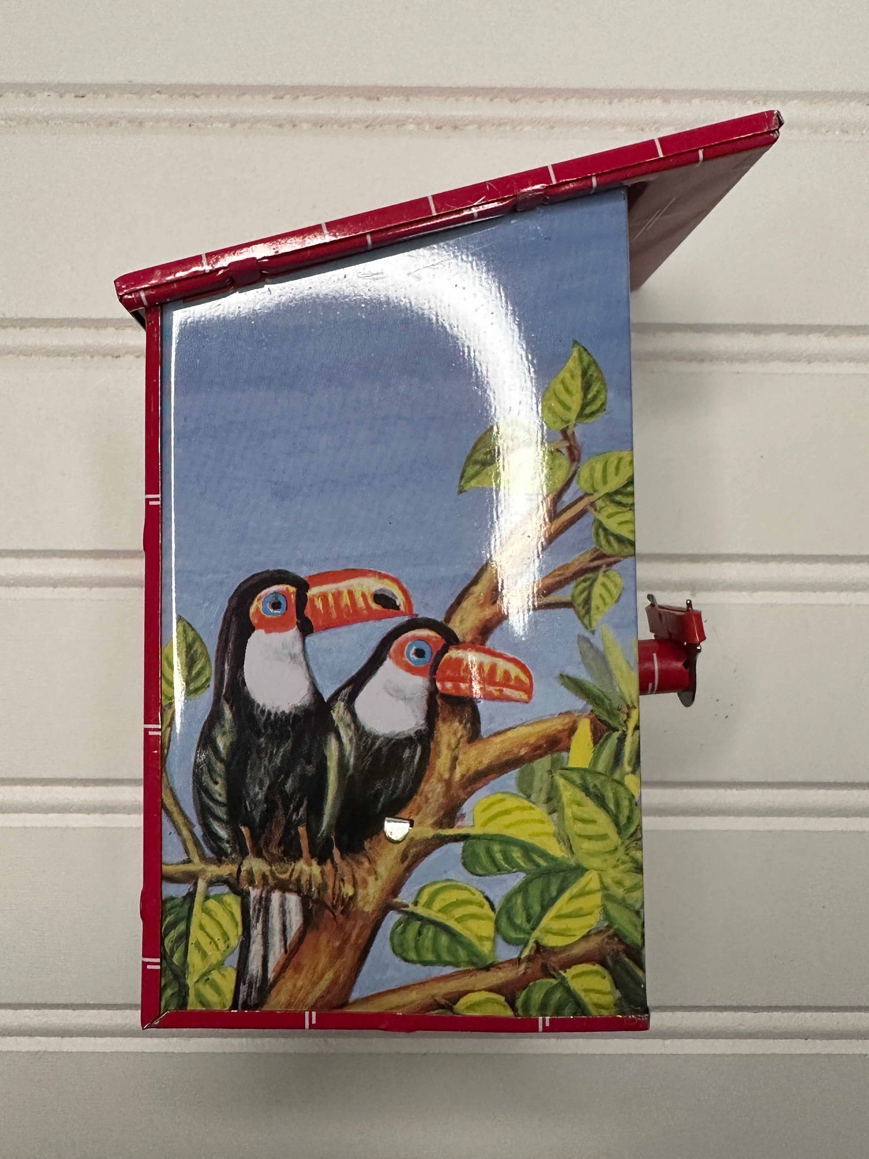 RARE Woodpecker Bank Vintage Tin Toy