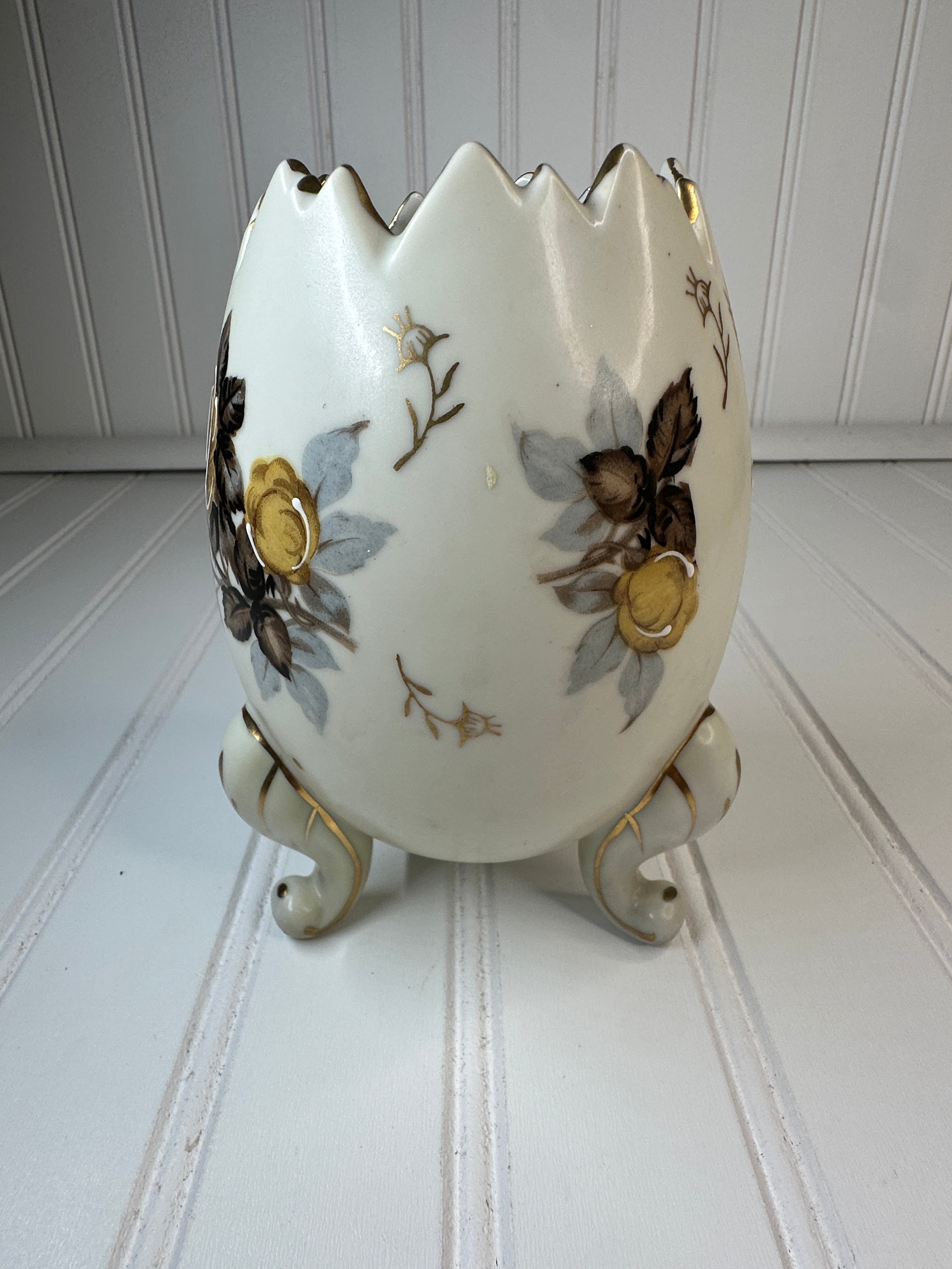 Vintage Napcoware Hand-Painted Porcelain Cracked Egg Vase