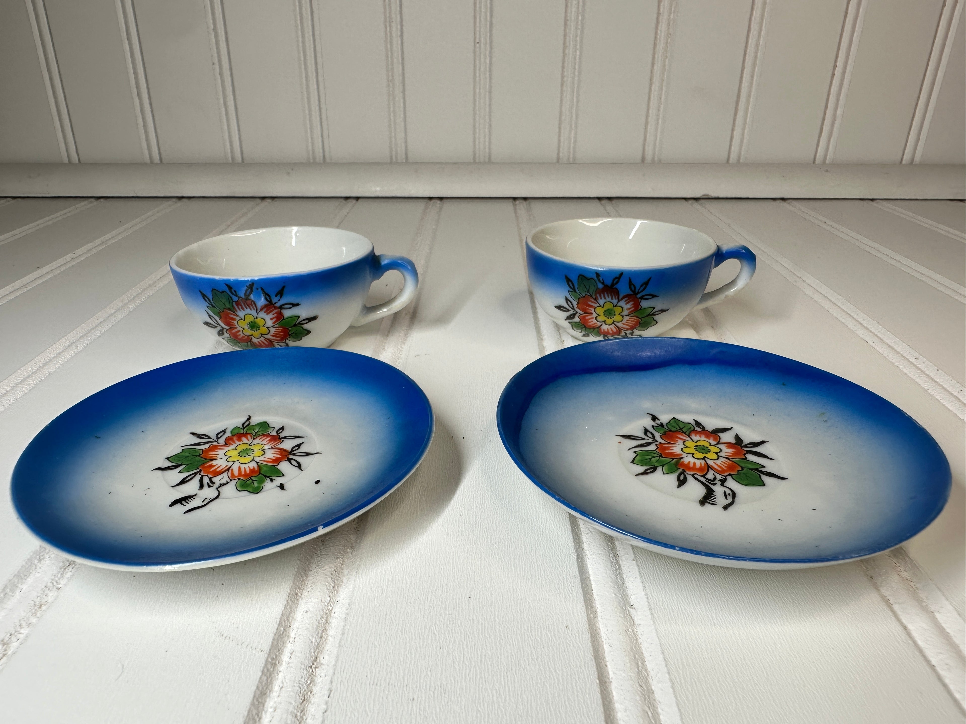 Lusterware Child's Teacup & Saucer Set X2