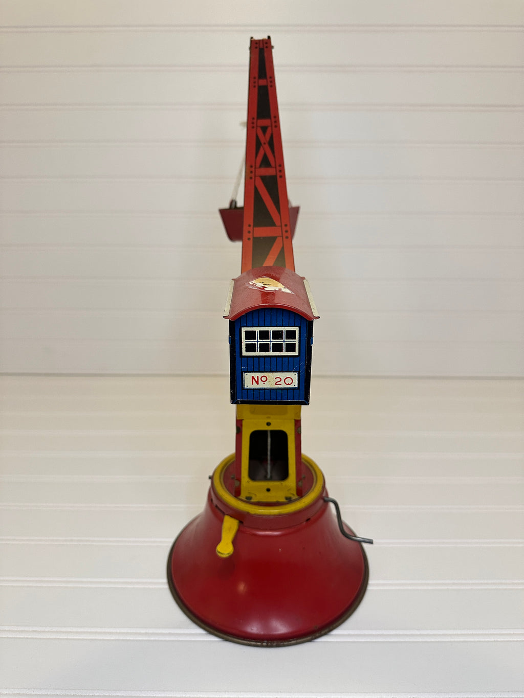 Wolverine #20 18" Red Excavation Crane Vintage Tin Toy