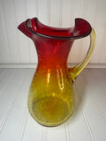Kanawha Amberina Crackle Glass Pitcher