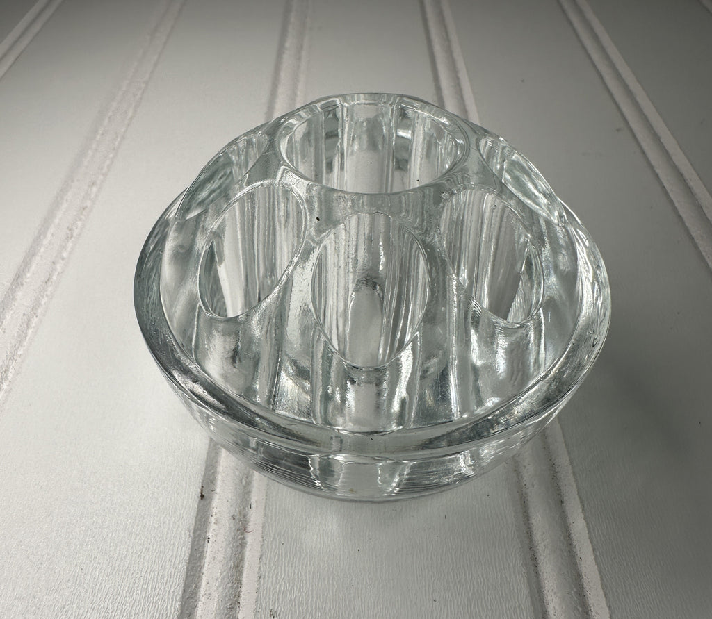 Clear Glass Flower Frog, 9 Holes