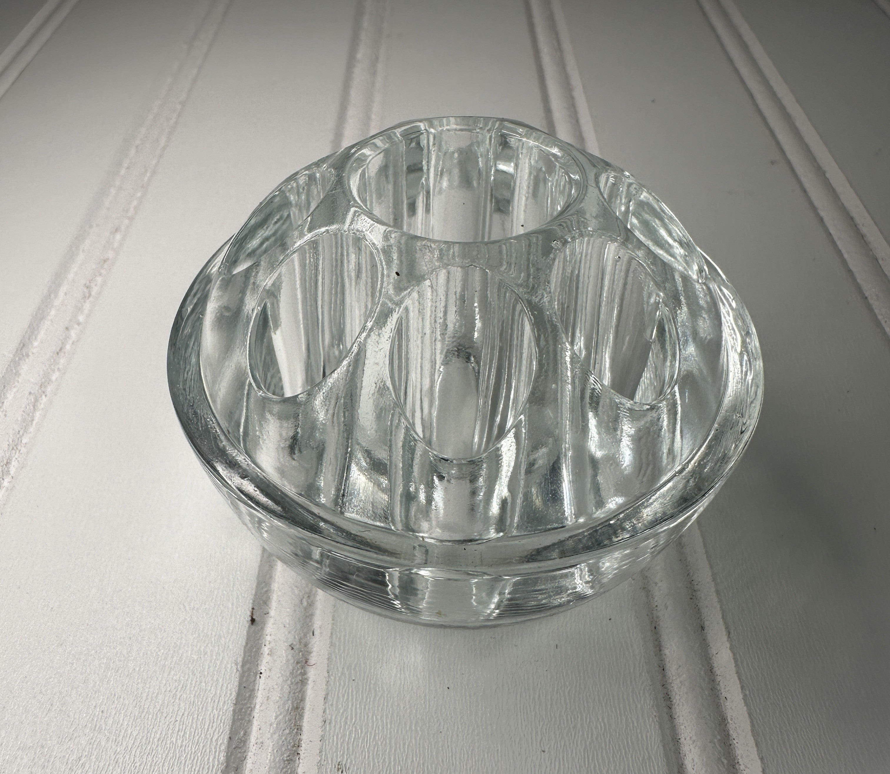 Clear Glass Flower Frog, 9 Holes