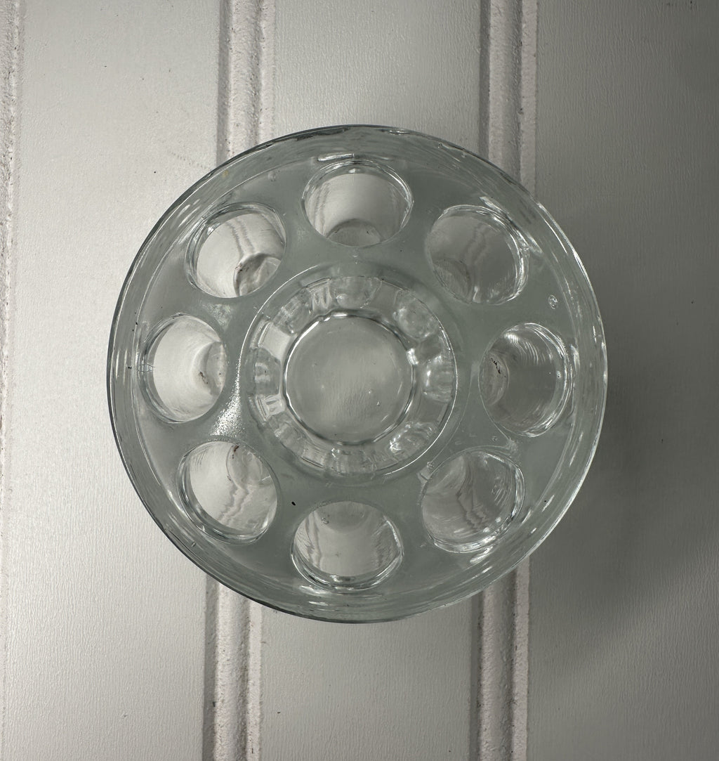 Clear Glass Flower Frog, 9 Holes