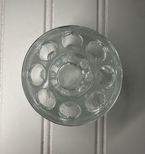 Clear Glass Flower Frog, 9 Holes