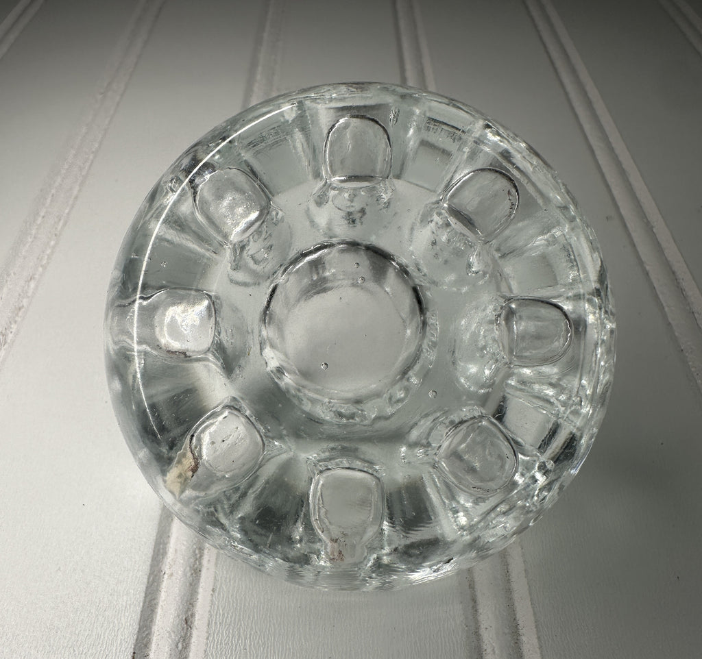 Clear Glass Flower Frog, 9 Holes