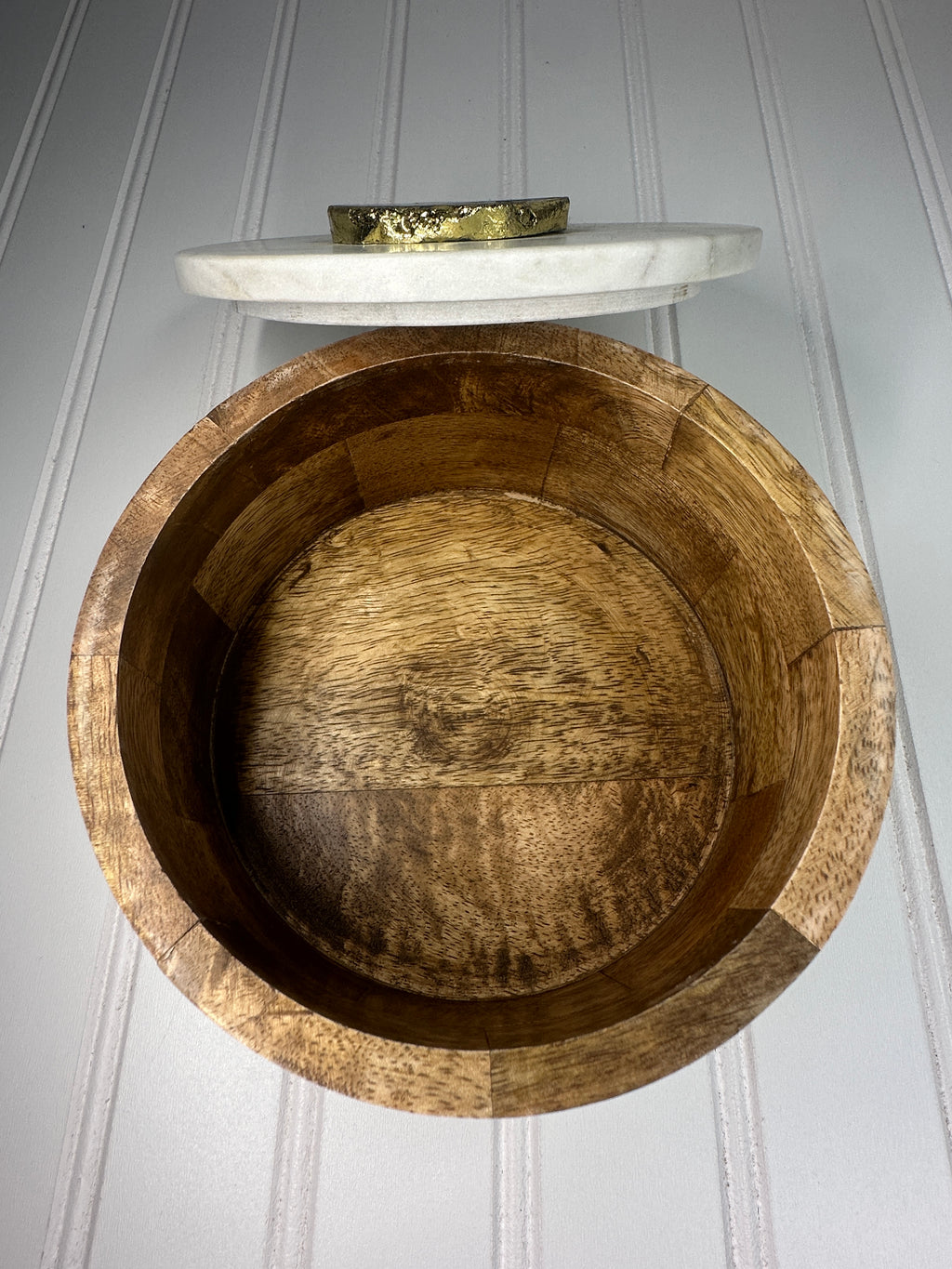 Wooden Keepsake Box with Gold Trimmed Agate & Marble Top